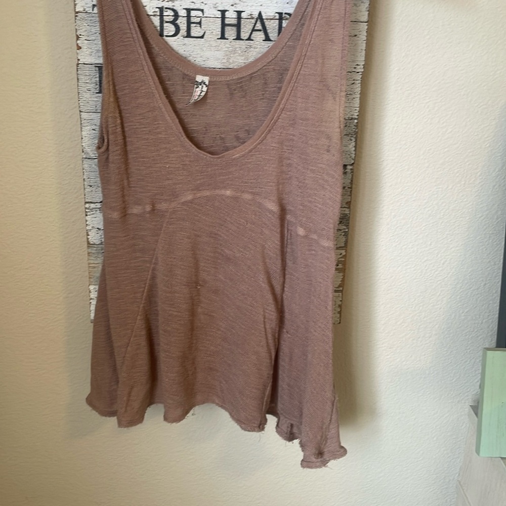 Free People sheer top. In a nude pink color.